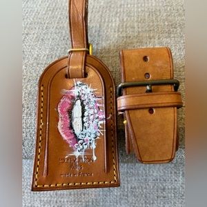 Louis Vuitton Vintage Handpainted Luggage Tag and Poignet